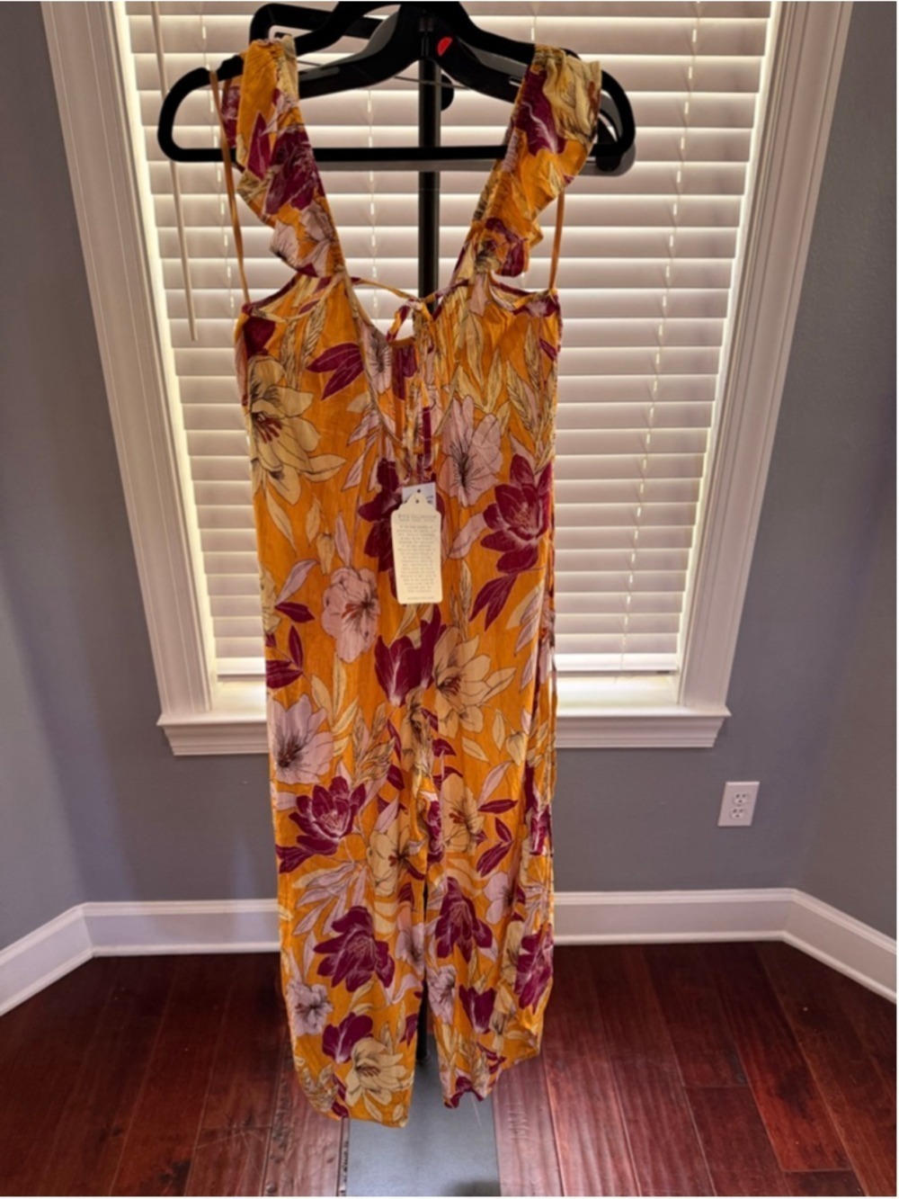 Women's B.O.G Collective Yellow Pink Floral Wide Leg Jumpsuit S - Picture 7 of 8